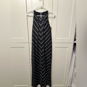 J. Crew Black and White Striped Maxi Dress